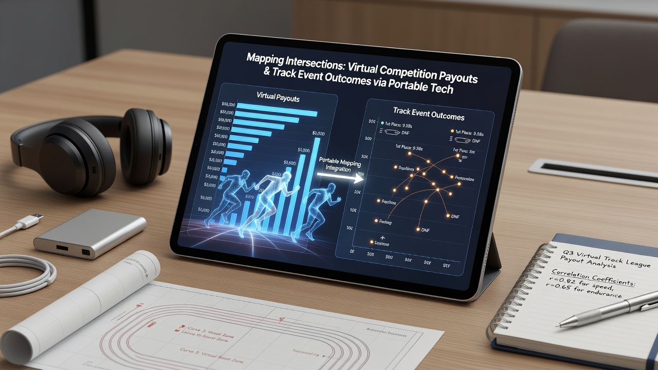 Data visualization of intersections between virtual payouts and track outcomes on mobile analytics tools