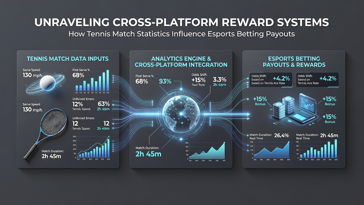 Darstellung von Datenströmen zwischen Tennis-Statistiken und Esports-Wettauszahlungen in einer mobilen Umgebung
